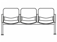 Кресло для конференц залов Тракт мод.СМ82/6 3-х местная секция (иск.кожа Винилис/ткань) черн.муар